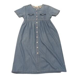 Annex Petite Casual Corner Blue Denim Button-Up Dress Sz PL